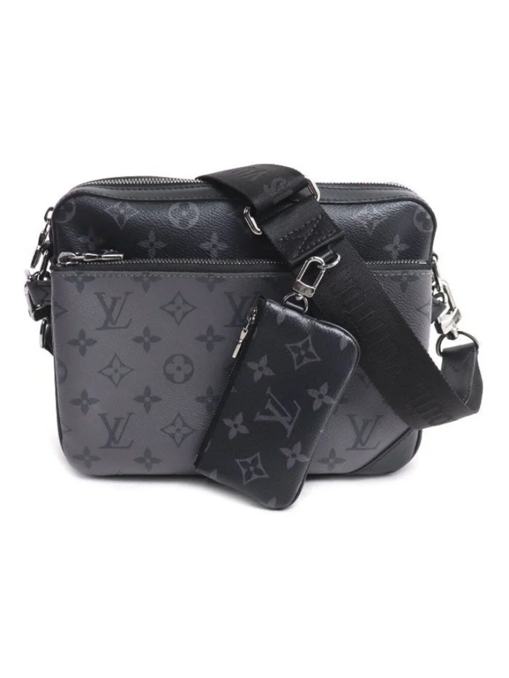 Louis Vuitton Trio Messenger Shoulder Bag Monogram Eclipse Gray